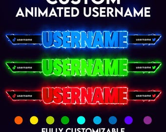 Nombre de usuario animado personalizado para Twitch, superposición animada de nombre de usuario para Twitch, letrero con el nombre de Twitch, superposición para Twitch, tercio inferior de redes sociales