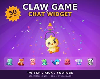 Juego de widgets de chat con garras, juegos de widgets de Twitch, juego de gacha de máquina para streamers