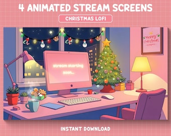 Lindo overlay de árbol de Navidad para Twitch, pantallas navideñas acogedoras para Twitch, overlay navideño animado, árbol de Navidad, lindas pantallas para stream