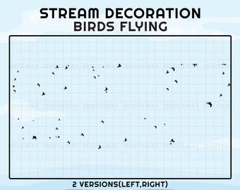 Superposición de Twitch con pájaros voladores animados, decoración de transmisión de bandada de pájaros espeluznante, complemento de alerta de Halloween