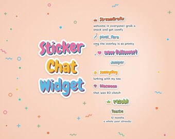 Cute Twitch Chat Widget, Pastel Sticker Vtuber Chat Box