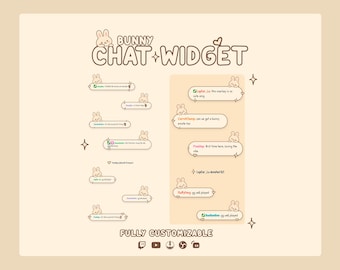 Widget de chat de Twitch con forma de conejito, widget de chat con forma de conejito, lindo widget de chat marrón