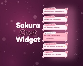 Sakura Chat Widget, Cute Pink Cherry Blossom Twitch Chat Overlay