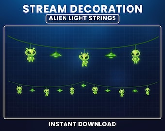Superposición animada de extraterrestres para Twitch, superposición de extraterrestres para streaming, ovni, nave espacial, decoración de streaming