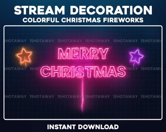 Animated Christmas Firework Overlay, Animated Christmas Twitch Overlay, Festive Stream Graphics