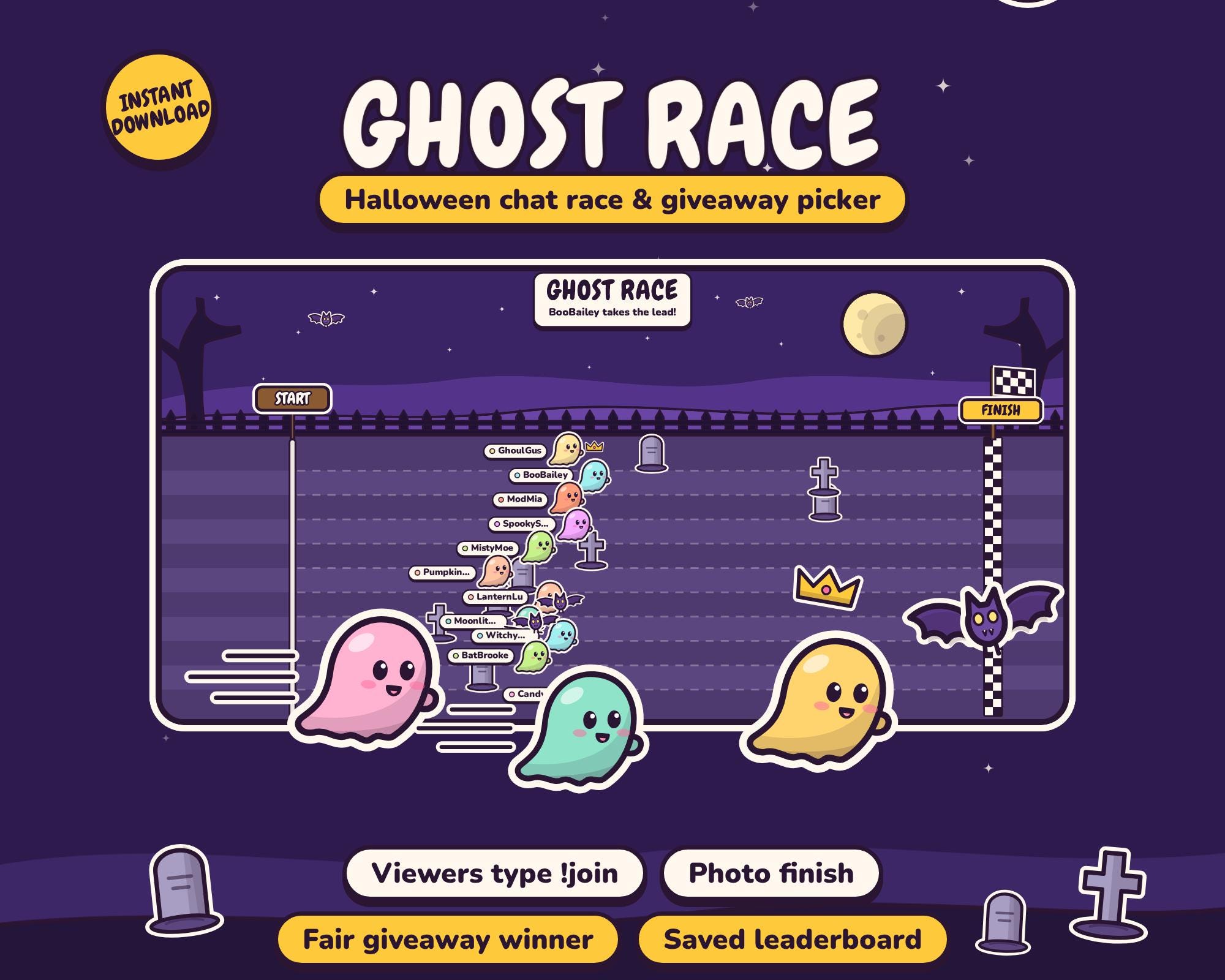 Halloween Twitch Widget, Ghost Race Chat Game, Gacha Widget
