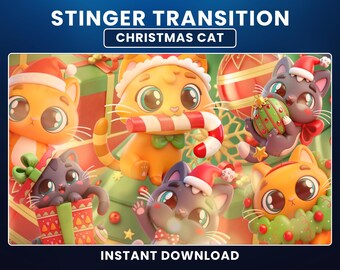 Christmas Cat Stinger Transition, Cute Cat Stream Transition for OBS/Twitch