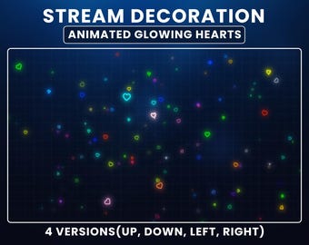 Decoración animada para stream: Corazones brillantes de colores, Overlay de corazones de colores para Twitch, Overlay de corazones para Twitch, Alertas de Twitch