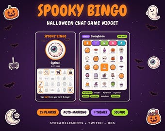 Halloween Bingo Twitch Widget, Spooky Chat Game for StreamElements & OBS, Interactive Stream Widget, Viewer Bingo Game