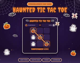 Halloween Tic Tac Toe Twitch Widget, Pumpkins vs Ghosts Chat Game