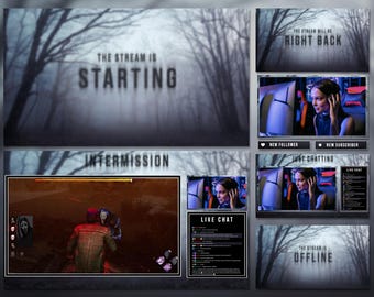 Overlay animado y espeluznante para Twitch, paquete de transmisiones de terror, pantallas de Twitch para Halloween, bosque encantado