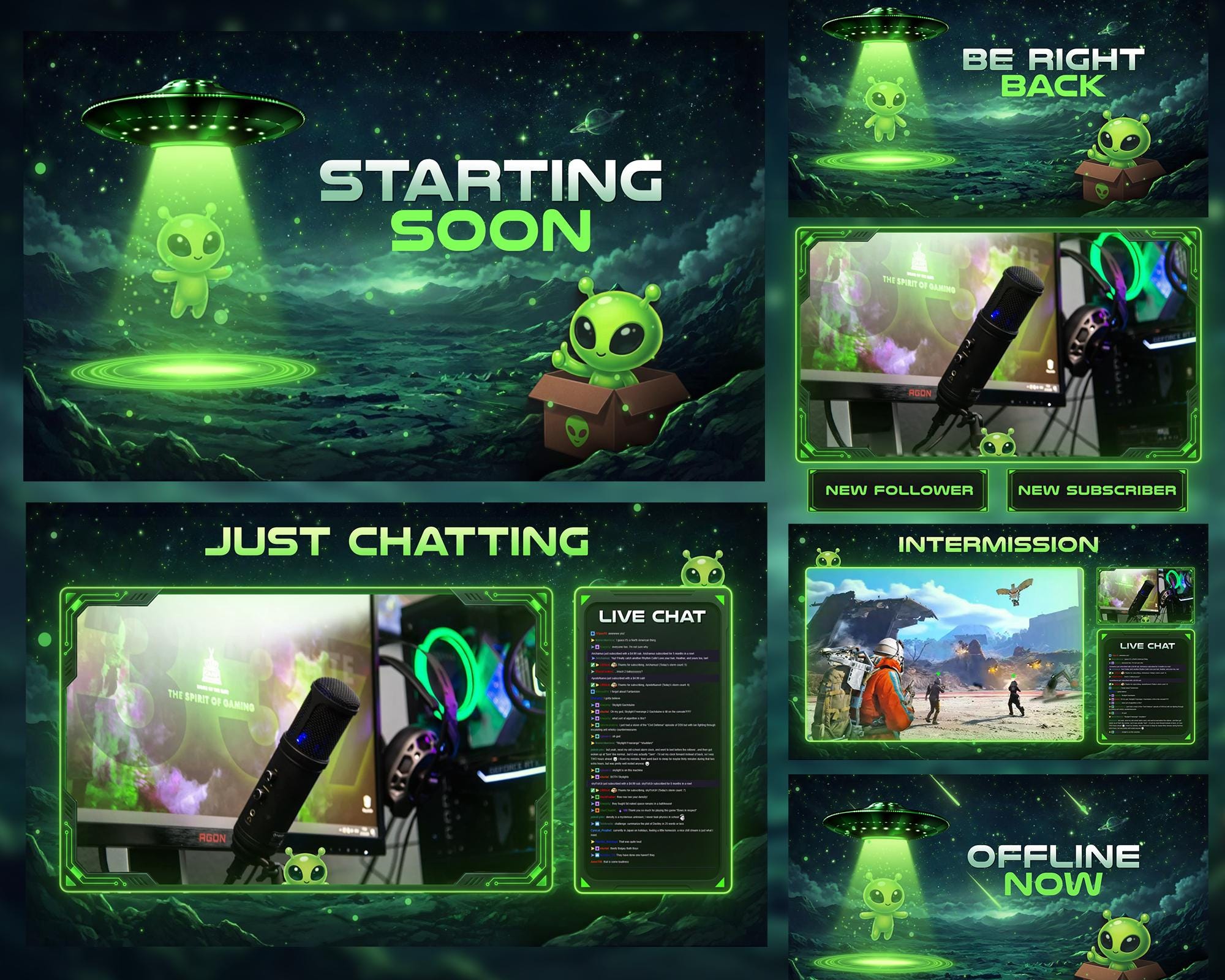 Alien Twitch Overlay, Animated Alien Stream Overlay, Ufo, Alien, Space ...