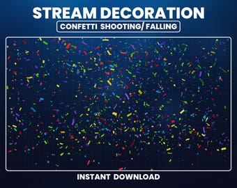 Superposición de confeti animado para Twitch, superposición de confeti para fiestas, decoración de transmisiones, alertas de transmisiones