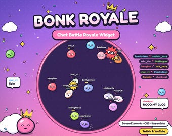 Twitch Chat Game Widget, Bonk Battle Royale Game, Interactive Twitch Widget