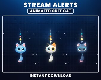 Alertas de Twitch de gatos adorables, alertas de transmisión animadas kawaii