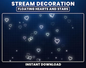 Superposición animada de corazones flotantes, decoración de transmisión de galaxia con estrellas centelleantes, complemento adorable para VTubers