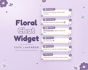 Purple Floral Chat Widget Twitch, Cute Lavender Chat Box, Vtuber Stream Chat