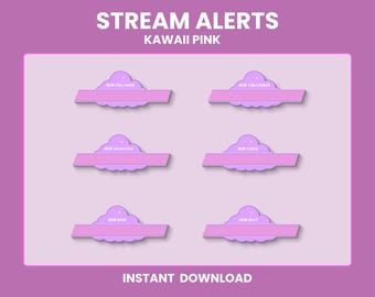 Kawaii Pink Animated Twitch Alerts, Cute Stream Alerts