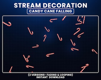 Animated Candy Cane Falling Overlay, Christmas Stream Decoration, Festive Twitch Add-On