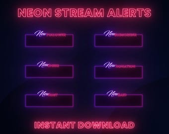 ネオンレッド＆ブルーのアニメーションTwitchアラート、アニメーションシンプルストリームアラート