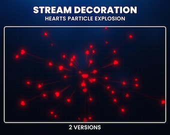 Superposición de Twitch con explosión de corazón animada, fuegos artificiales de San Valentín y festividades, complemento para transmisión festiva
