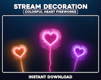 Superposición de Twitch con fuegos artificiales de corazón animados / Superposición de transmisión de fiesta de San Valentín / Superposición festiva colorida de Twitch para Navidad y Año Nuevo
