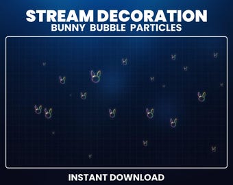 Superposición animada de conejito para Twitch, partículas de burbujas adorables, alertas de Twitch