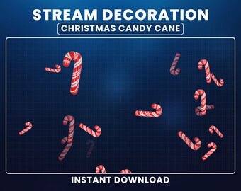 Animated Christmas Twitch Overlay, Candy Cane Balloons, Christmas Stream Decoration, Winter Theme