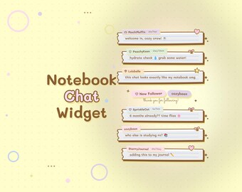 Twitch用のかわいいチャットウィジェット、ノート用紙のかわいいチャットボックス、居心地の良いパステルウィジェット
