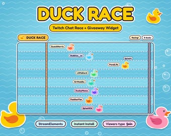 Duck Race Twitch Widget, Chat Race Game & Giveaway Picker, Gacha Widget