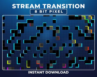 Transición Pixel Stinger, Transición animada Neon Stream, Transición Pixel