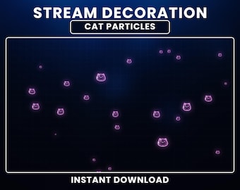Decoración animada para streamers de gatos, superposición de gatos para Twitch, partículas flotantes, recursos para Vtuber.
