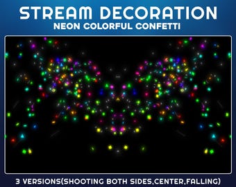 Superposición animada de confeti neón para Twitch: decoración colorida para transmisiones de fiestas navideñas, cumpleaños y celebraciones.