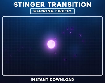 Transición de Twitch con Luciérnaga Brillante, Transición de transmisión animada de neón, Superposición de transmisión adorable