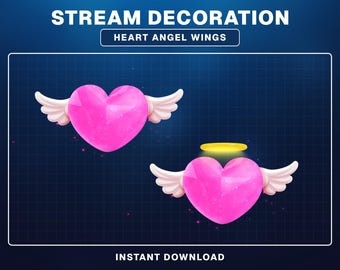 Animated Heart Wings Overlay, Cute Valentine Stream Decoration, Valentine Twitch Overlay