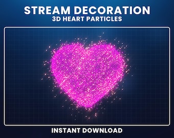 Superposición de Twitch con partículas animadas de corazón rosa 3D, explosión de corazón para San Valentín y festividades, complemento para transmisión festiva