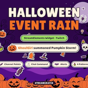 Halloween Twitch Widget, Channel Points Emote Rain Overlay, Spooky Pumpkin Redeem Alert