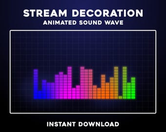 Decoración animada de ondas sonoras, visualizador musical brillante y colorido, superposición de audio para Twitch