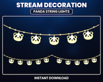 Overlay animado de panda para Twitch, decoración para stream con luces de panda adorables