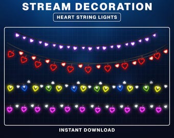 Superposición animada de luces de San Valentín, decoración para streams con corazones y estrellas, adorable complemento para Twitch