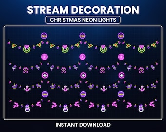 Superposición de neón navideña para transmisiones en Twitch y OBS, decoración animada para transmisiones en vivo.