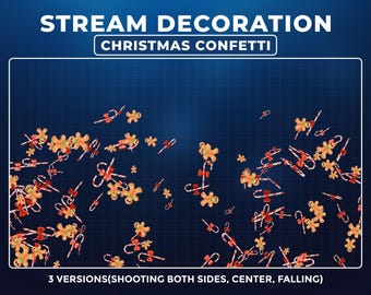 Animated Christmas Confetti Twitch Overlay, Xmas Candies Confetti, Christmas Celebration Confetti