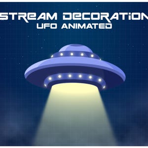 Animerad UFO Twitch Overlay, Space Stream Alert, Glödande UFO-dekoration
