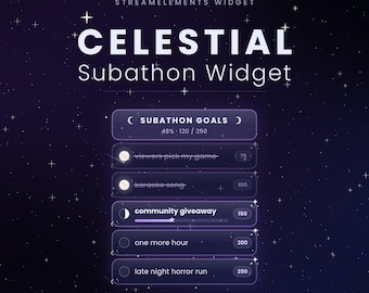 Celestial Subathon Doel Widget, Widget voor een lijst met minimaal 20 doelen