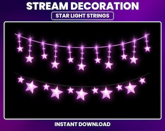 Superposición animada de estrellas centelleantes, decoración de transmisión con luces de estrellas moradas, complemento estético y adorable para Twitch