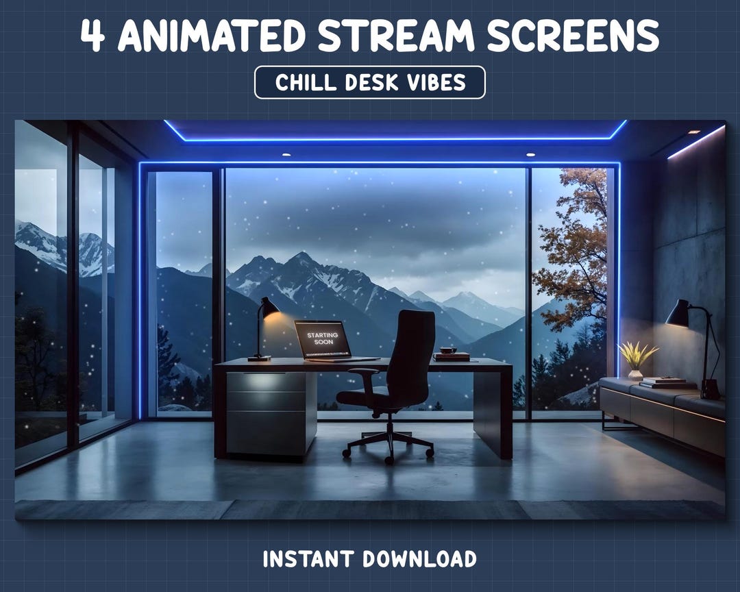 Dream Desk Animated Twitch Overlay, Cozy Lofi Office Stream Screens ...