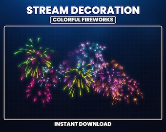 Animated Firework Twitch Overlay, Festive Stream Overlay Add-On, Colorful Fireworks Animation, Holiday Party, New Year, Christmas, Valentine