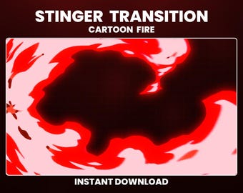 Transición de fuego de dibujos animados para Twitch Stinger, Transición de Fire Stream, Transición para Obs, Streamlabs