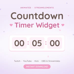 Afteltimer-widget voor Twitch, schattige timer die aangeeft dat de stream binnenkort begint, StreamElements streamtimer