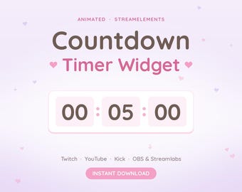 カウントダウンタイマーウィジェットTwitch、かわいい開始間近タイマー、StreamElementsストリームタイマー